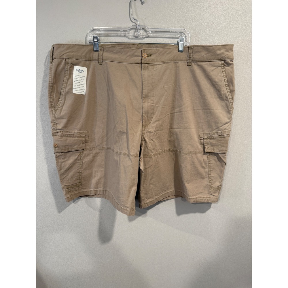 IZOD Saltwater Pigment Dye Cargo Short Big Tall 50 Waist Cedarwood Khaki Stretch